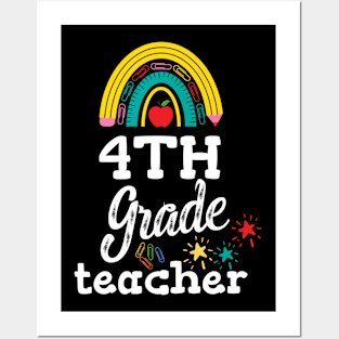 4th Grade Teacher, Cute Colorful Fourth Grade Teacher Posters and Art